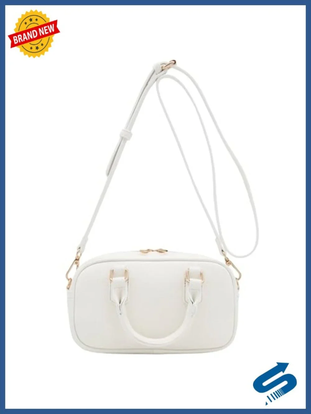 Mini PU Leather Satchel Crossbody Bag with Gold Hardware